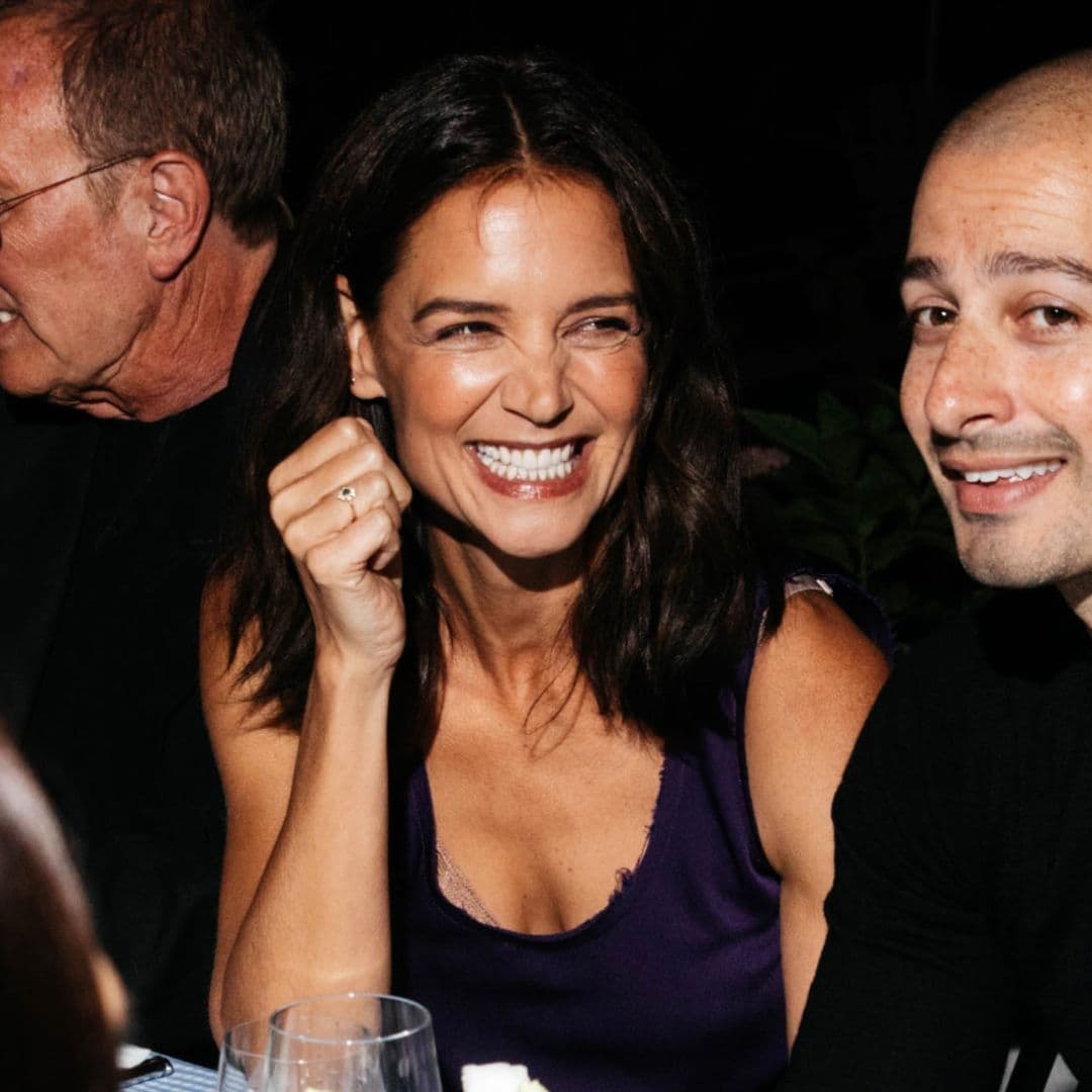  Katie Holmes Co-Signs 2026's Red-and-Purple Color Trend With an Unexpected Pair of Shoes 