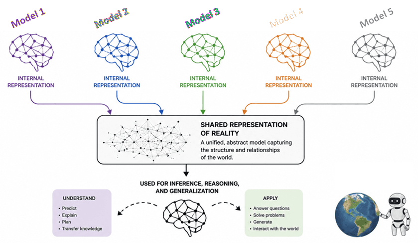 How Major Reasoning Models Converge to the Same “Brain” as They Model Reality Increasingly Better
