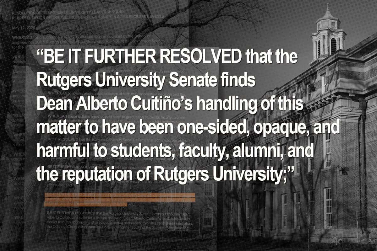 Rutgers Faculty Split Over Decision to Disinvite Commencement Speaker