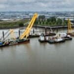 Salvage Teams Lift Sunken Vessel SOLA GRATIA From River Scheldt After Collision With Mooring Posts