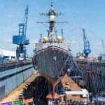 US Navy’s Newest Arleigh Burke-Class Destroyer USS William Charette Christened At Bath Iron Works