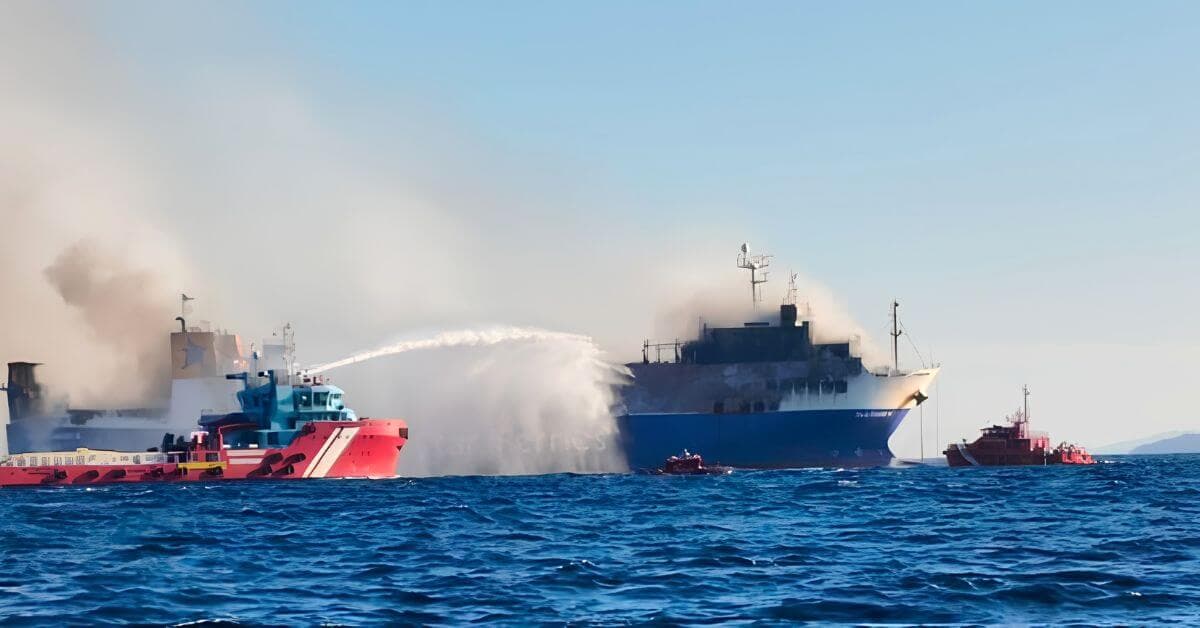 Cargo Ship Fire Prompts Evacuation Near Mykonos; Incident Under Investigation