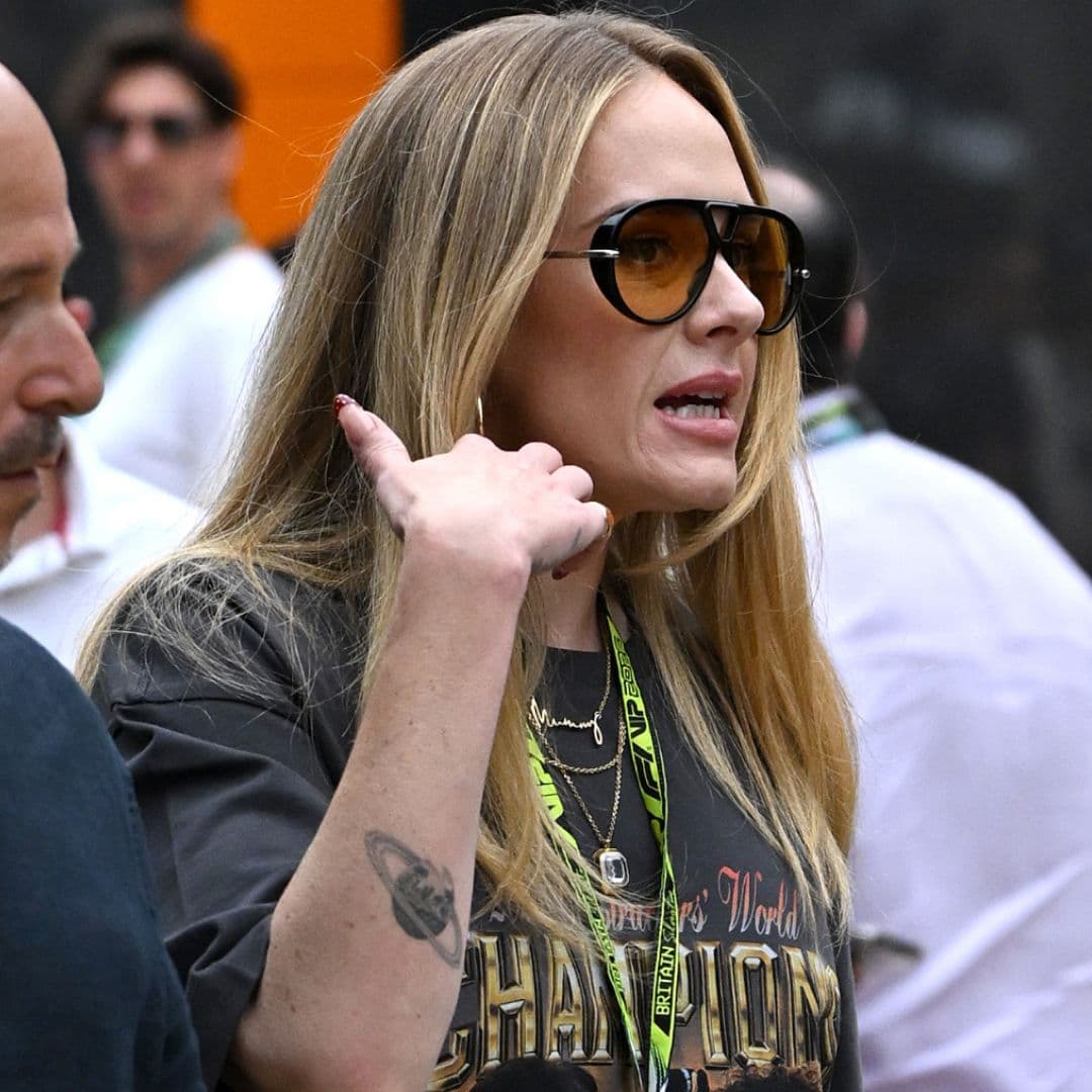 Adele Zooms Onto the Formula 1 British Grand Prix Fashion Scene in Flip-Flops and a Graphic Tee