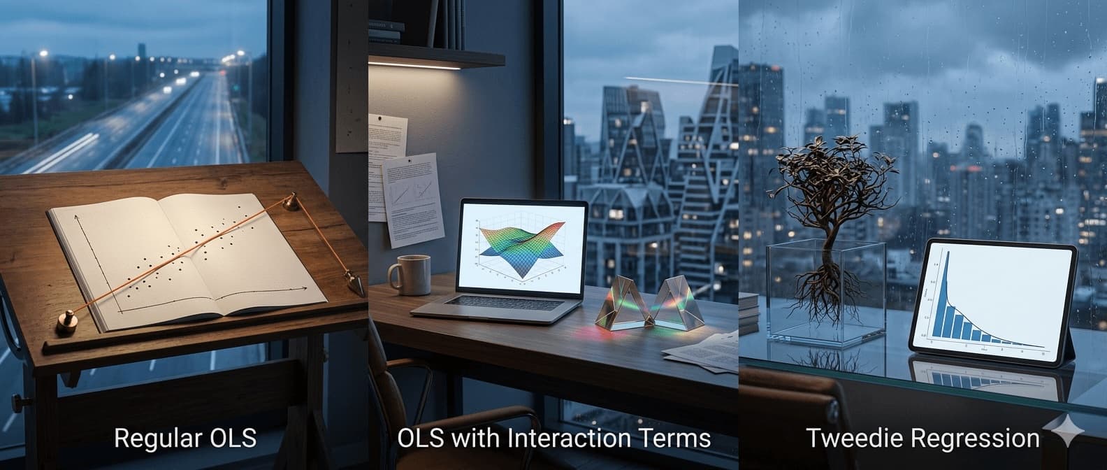 Beyond the Straight Line: Choosing Between OLS, Interaction Terms, and Tweedie Regression
