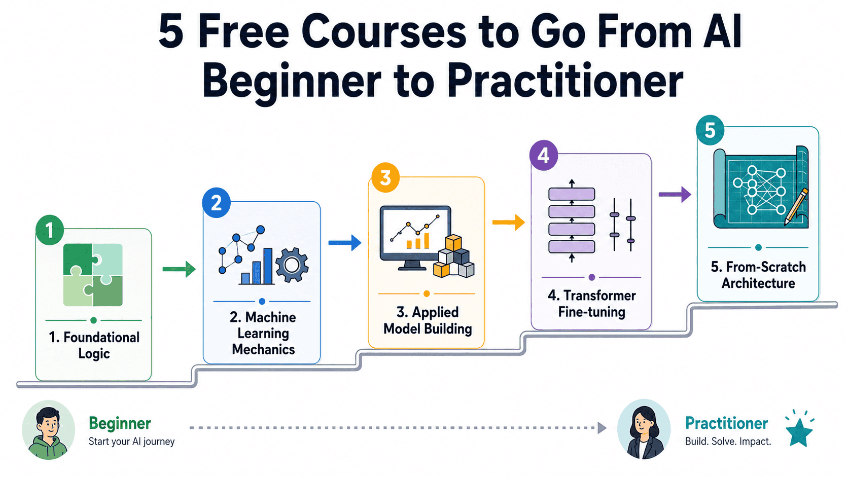 5 Free Courses to Go From AI Beginner to Practitioner